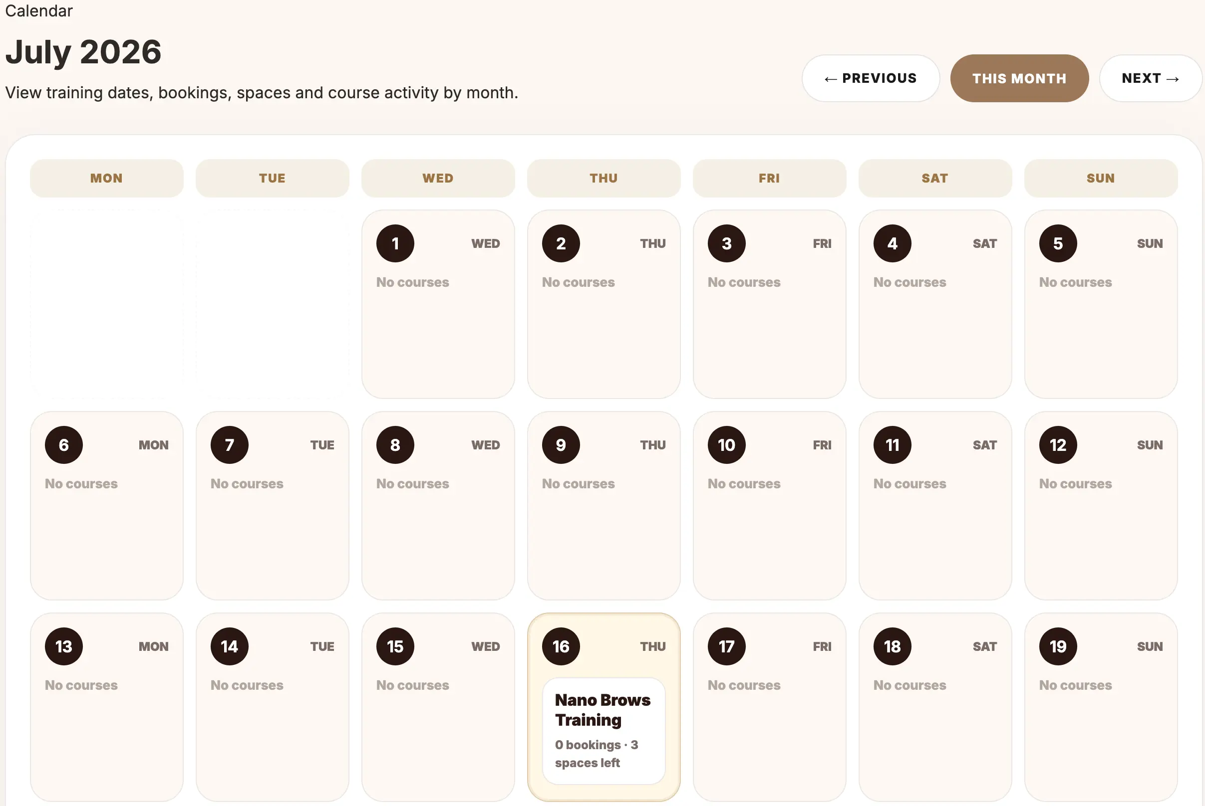 ClinicOS booking management screen
