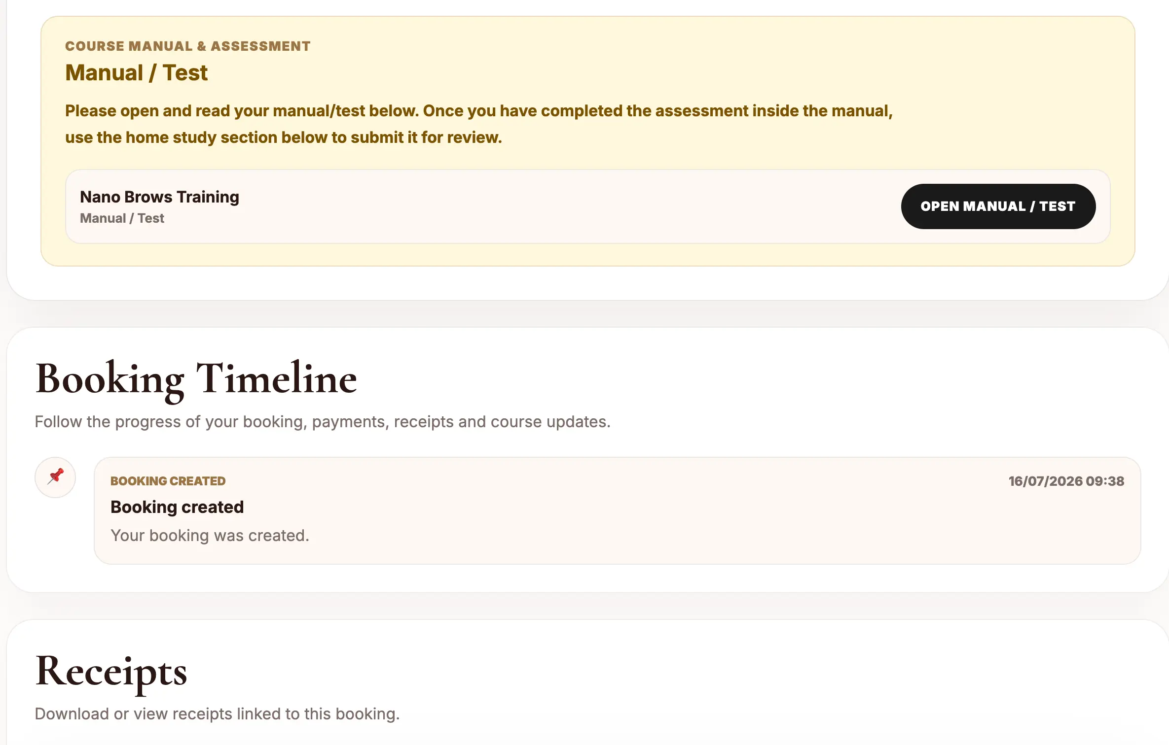 ClinicOS course progress management screen