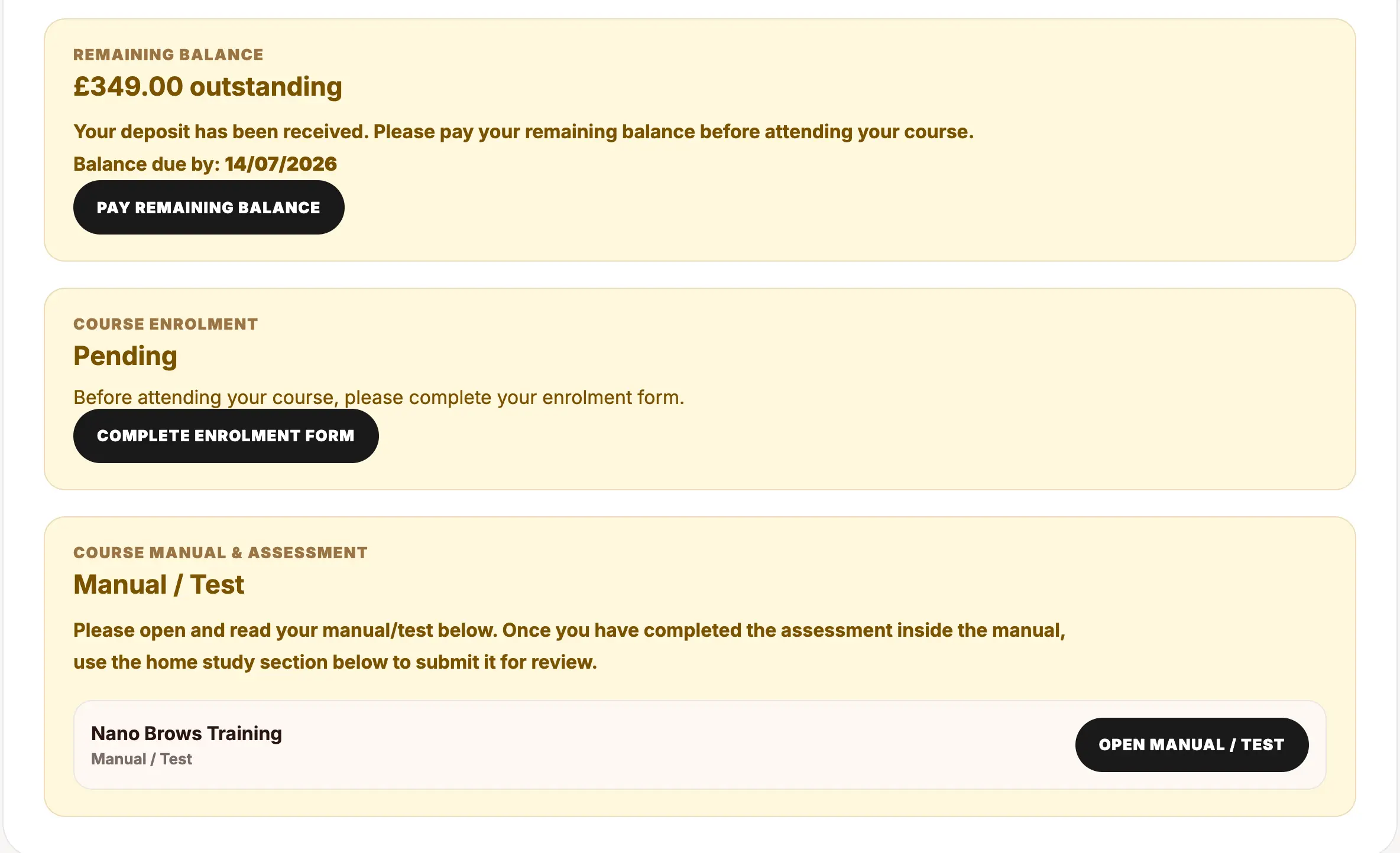 ClinicOS training academy management screen