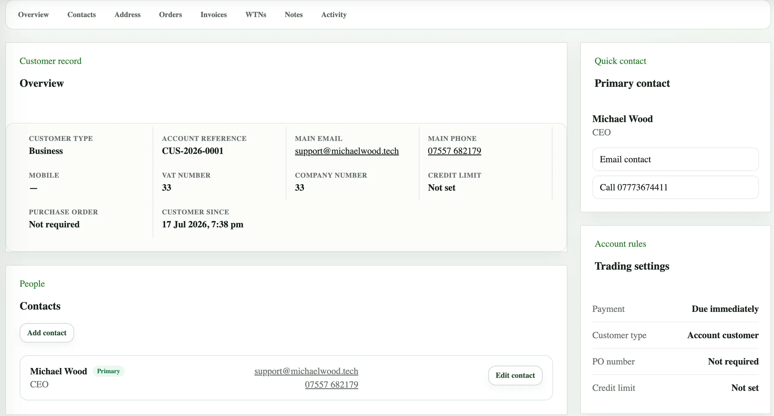 ServiceFlowOS customer CRM