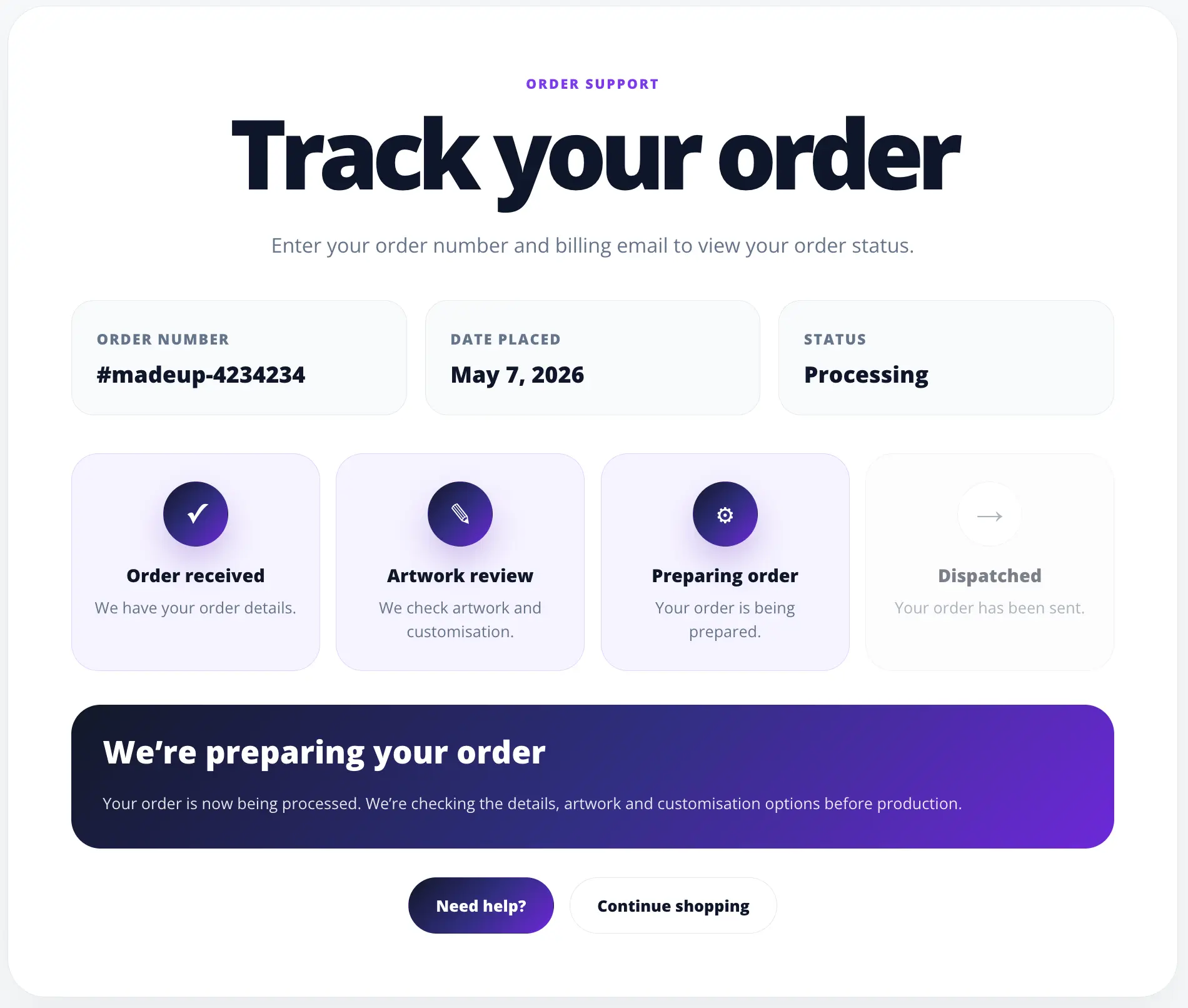 Custom WooCommerce order tracking system