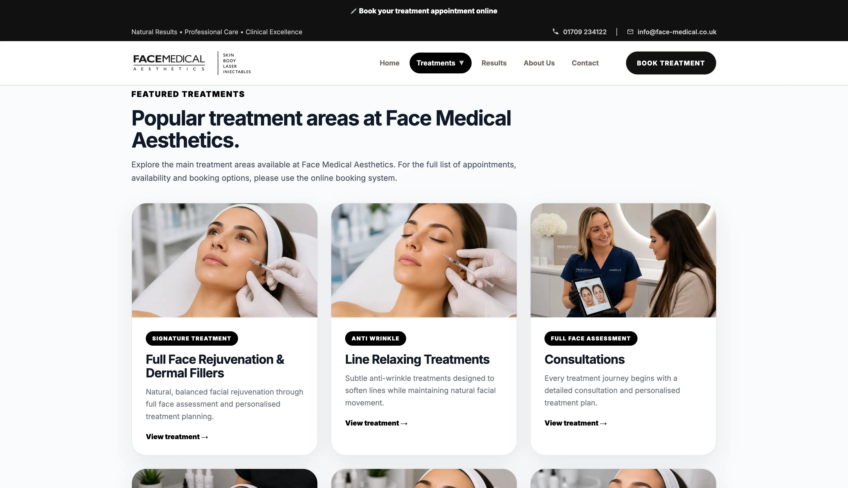 Face Medical Aesthetics treatments page