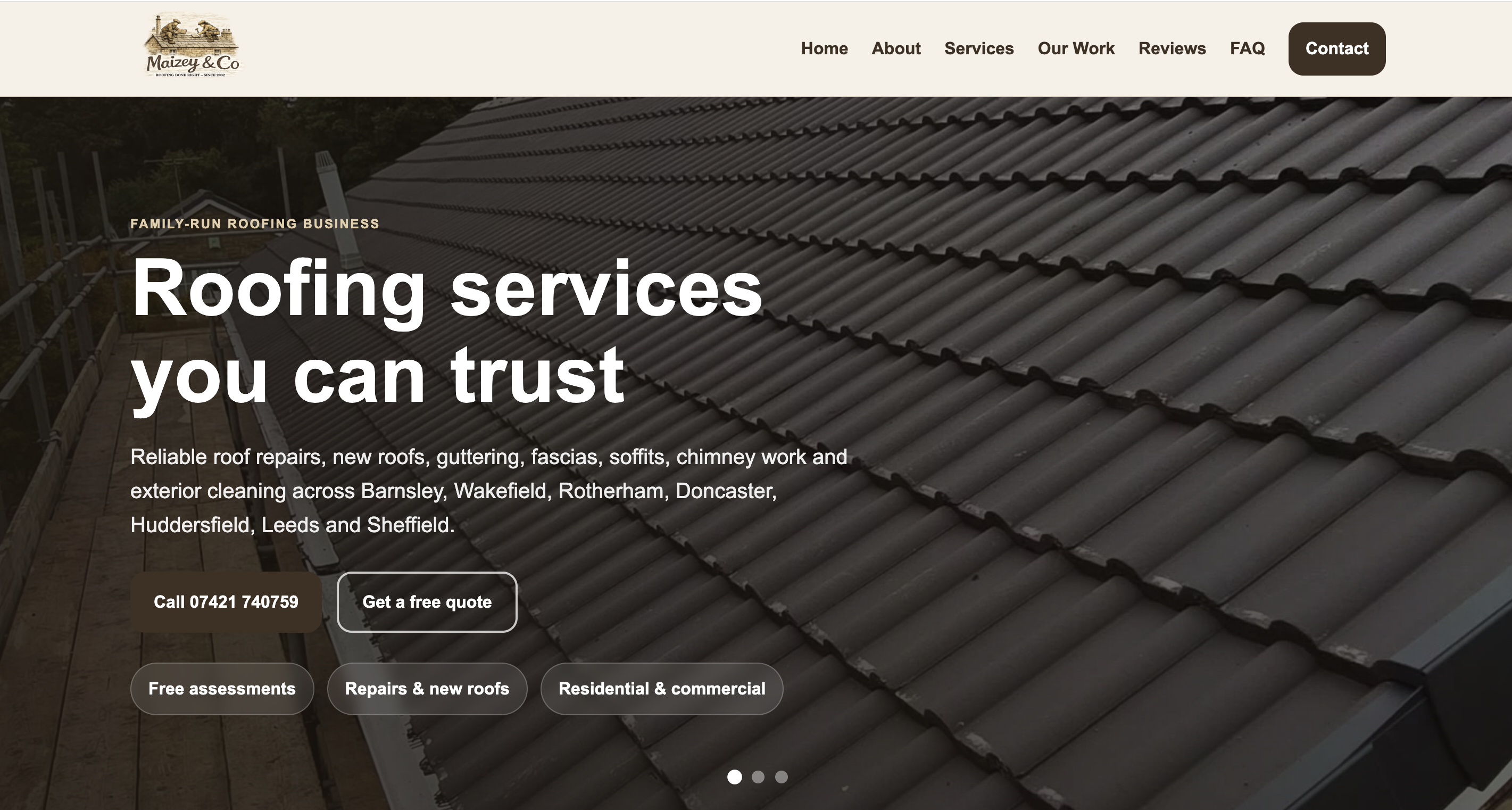Maizey & Co Ltd roofing website homepage