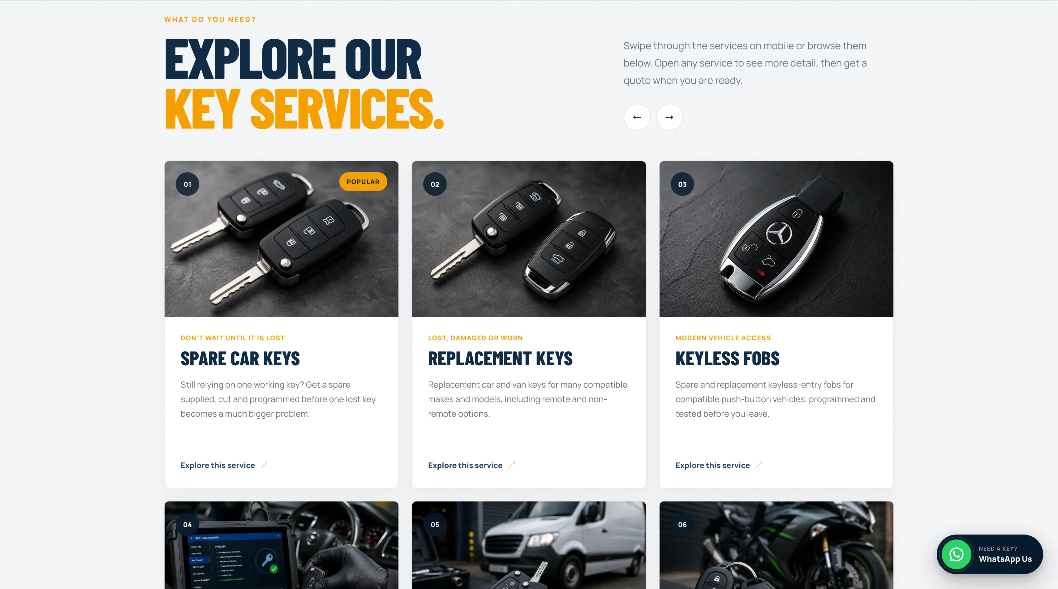 Mr Keys Ltd vehicle key services page