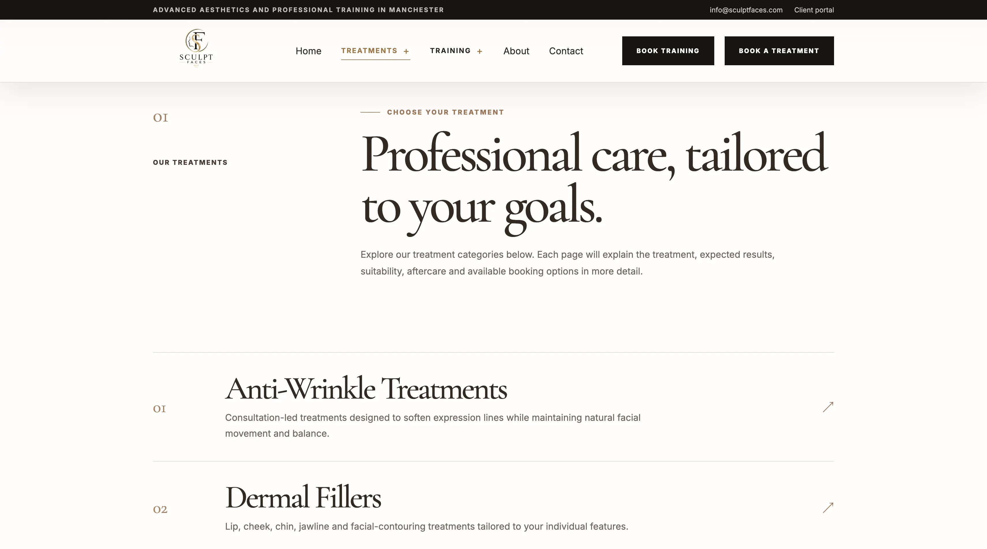 Sculpt Faces individual aesthetics treatment page