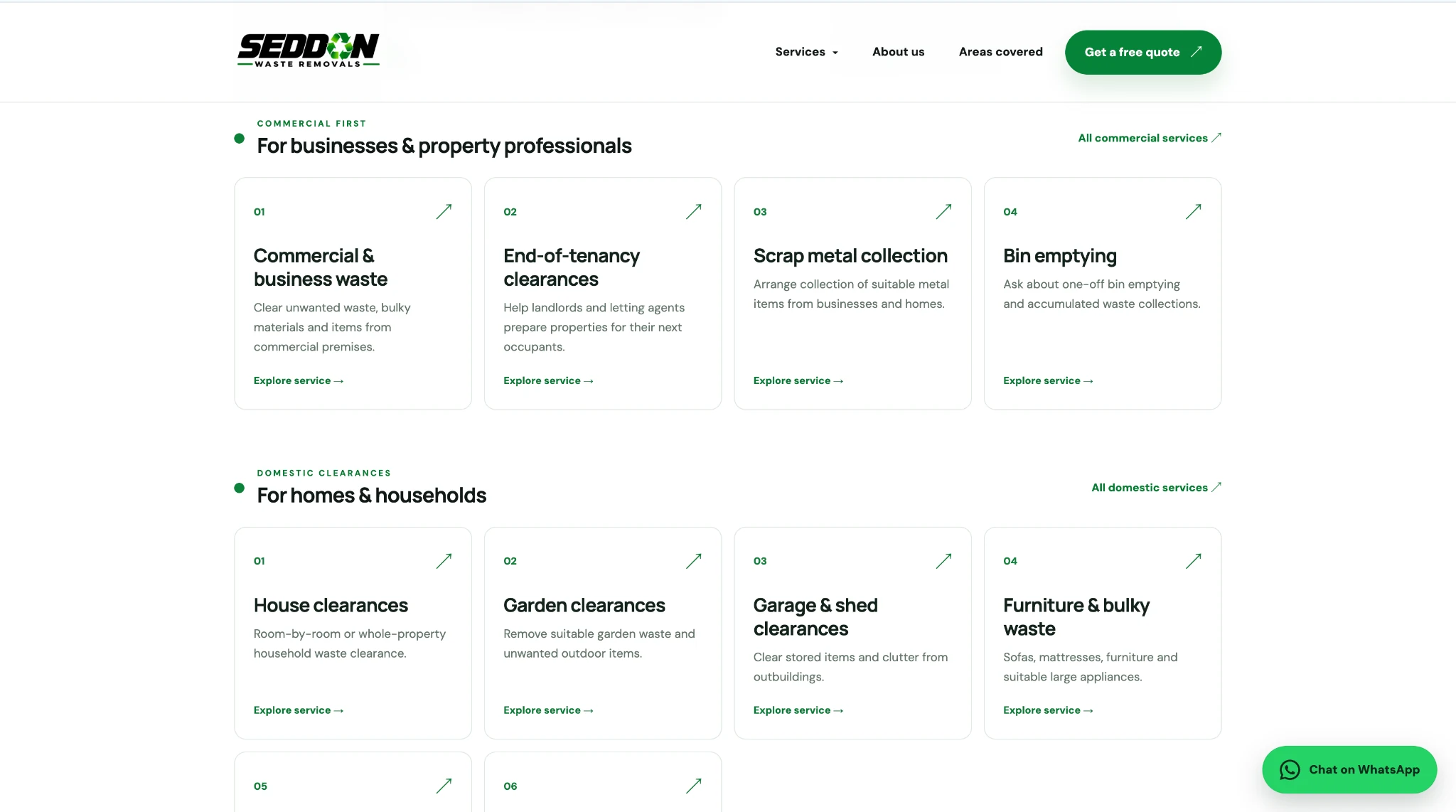 SEDDON Waste Removals services overview page