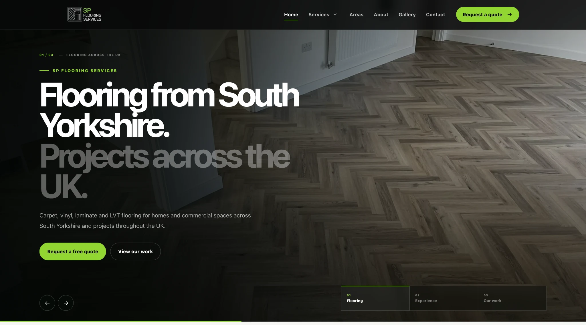 SP Flooring Services bespoke flooring website homepage
