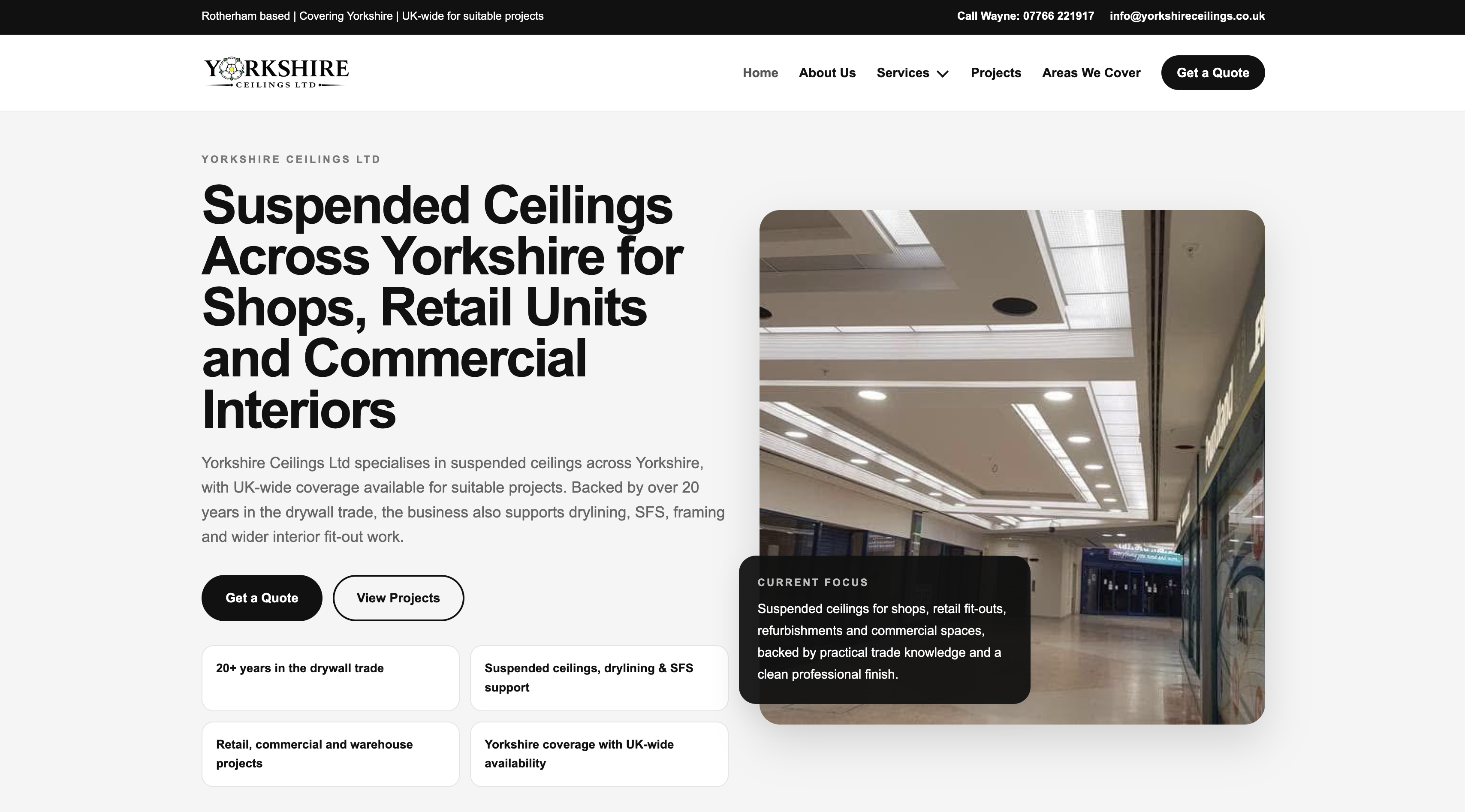 Yorkshire Ceilings homepage