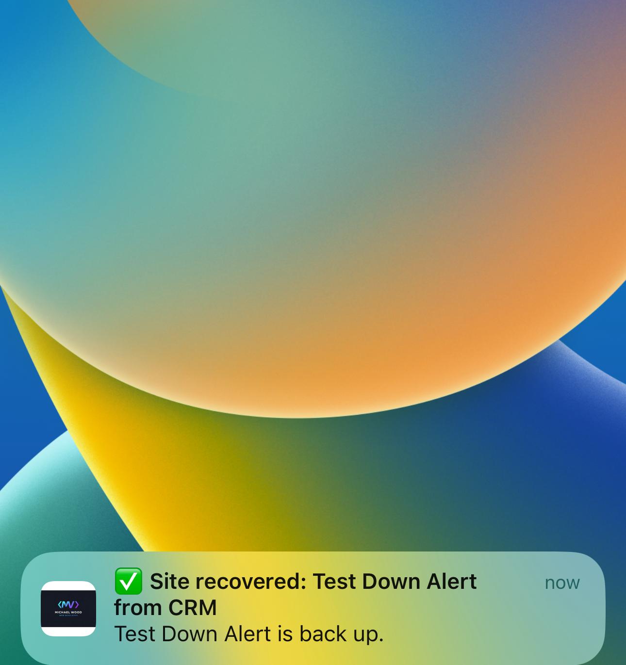Website back online notification alert