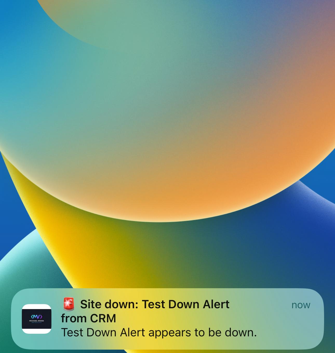 Website down notification alert
